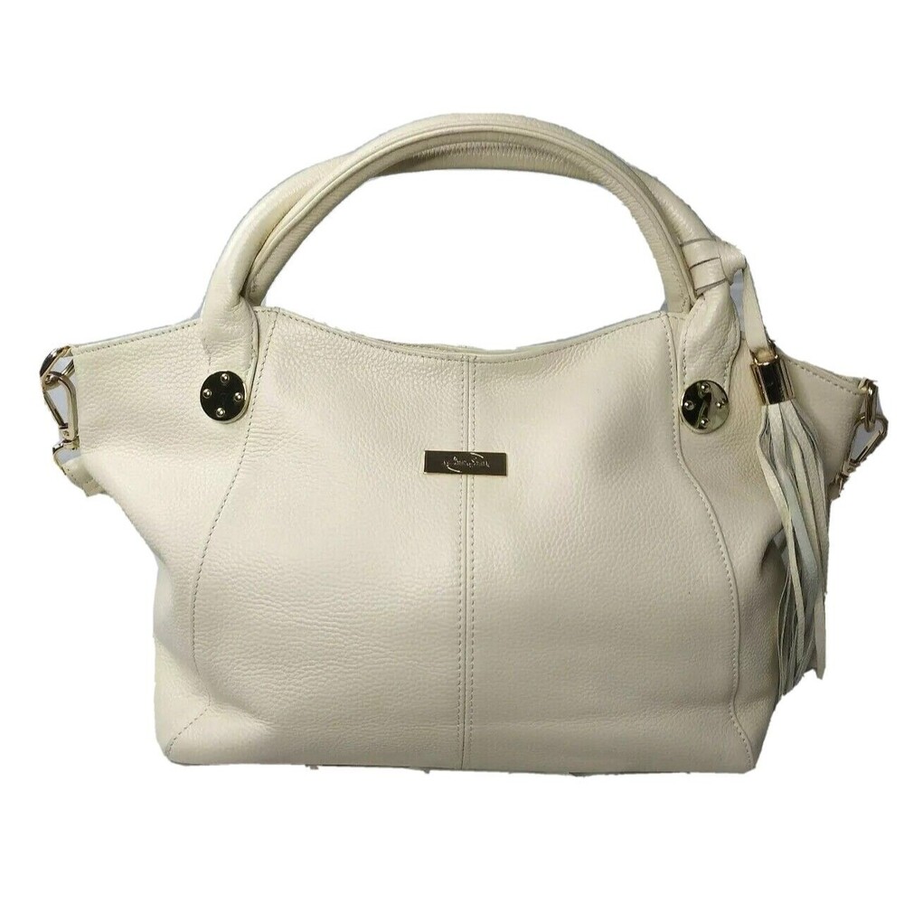 Vintage Onna Ehrlich Cream Leather Satchel Bag Purse Handbag